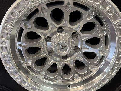 Brand new set of 4 wheels Fittipaldi Offroad FT101 17x9 Gloss Silver Machined Face and undercut lug pattern 6x135 offset -12mm