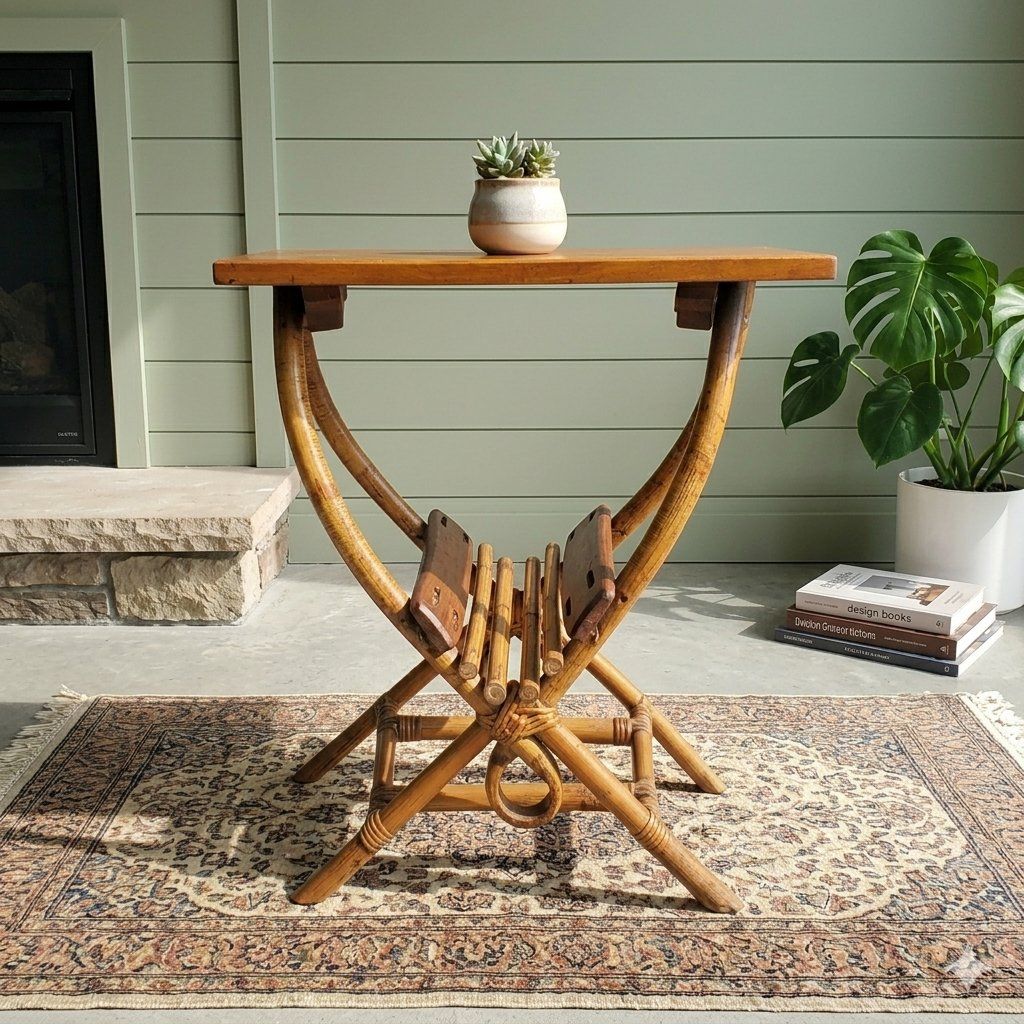 Vintage Bamboo Side Table