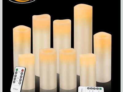New 9 Pack of Real Wax Flameless Candles