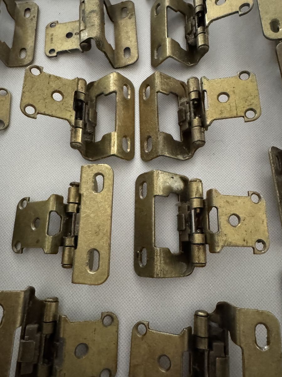 Vintage Burnished Brass 1/2" Overlay Cabinet Hinges - Lot of 43