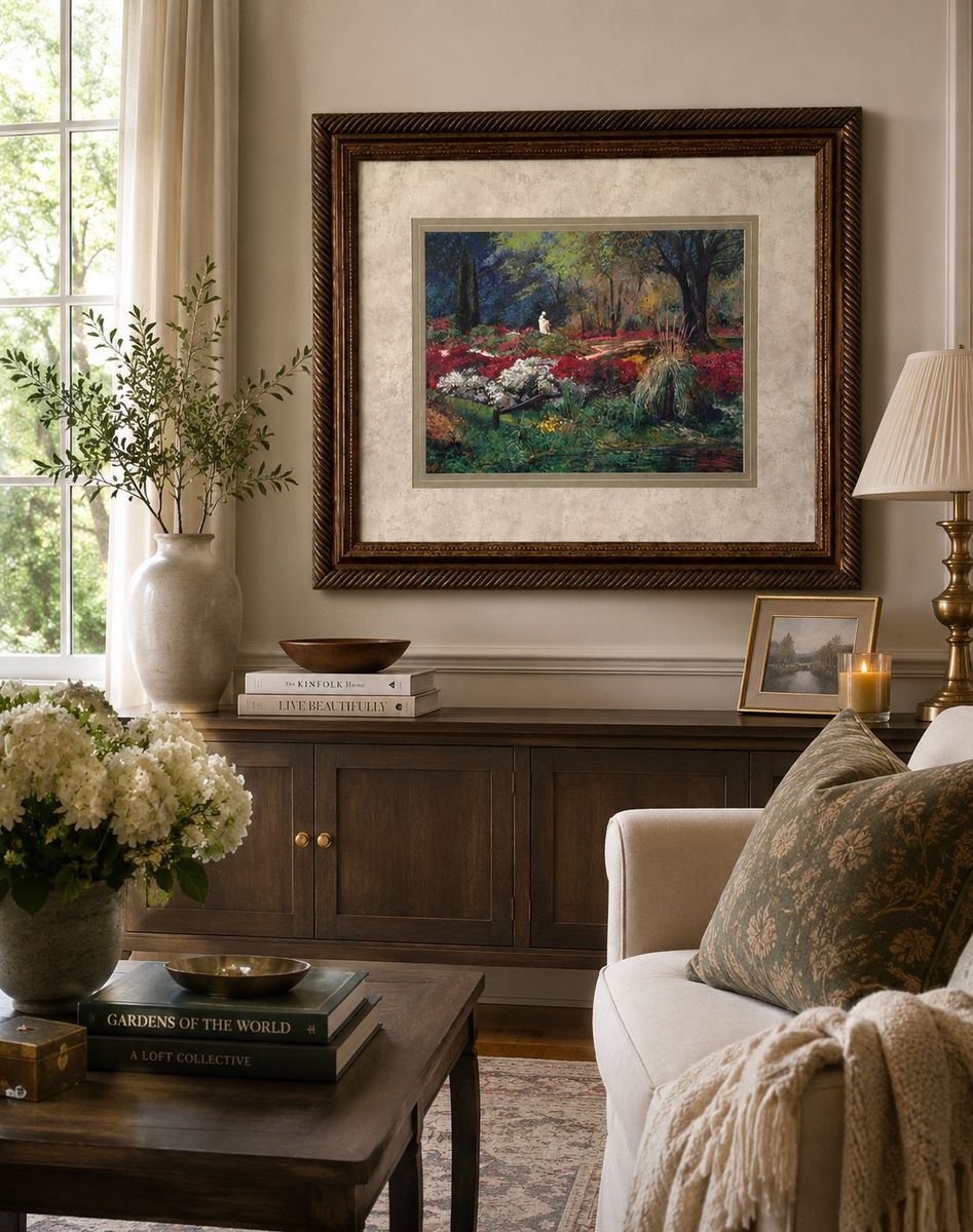 Ornate Gold Framed Garden Landscape Art Print