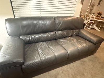 Dark Grey Leather Sofa Couch