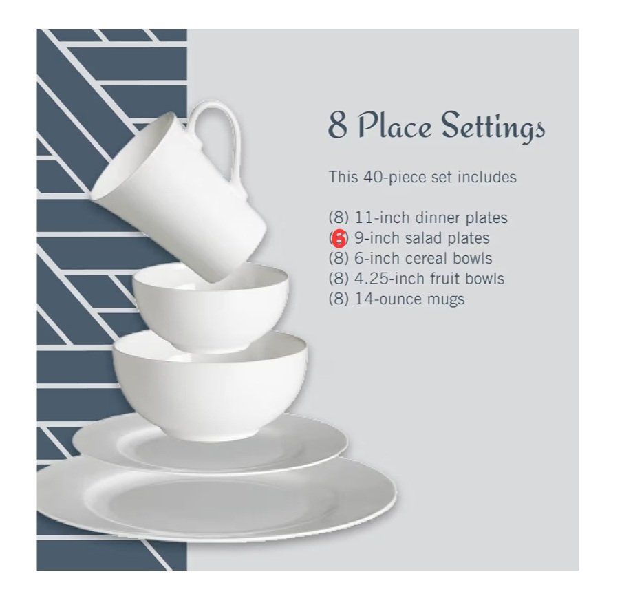 Mikasa Delray 38-piece dinnerware set white,  stil