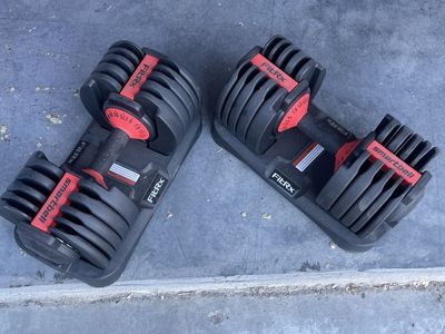 FitRx Smartbell Adjustable Dumbbells - Pair, 5 to 52.5 lbs Each, Compact Home Gym Weights