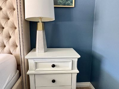 Set of 2 White Wood Nightstand - 3 Drawer Bedside Table