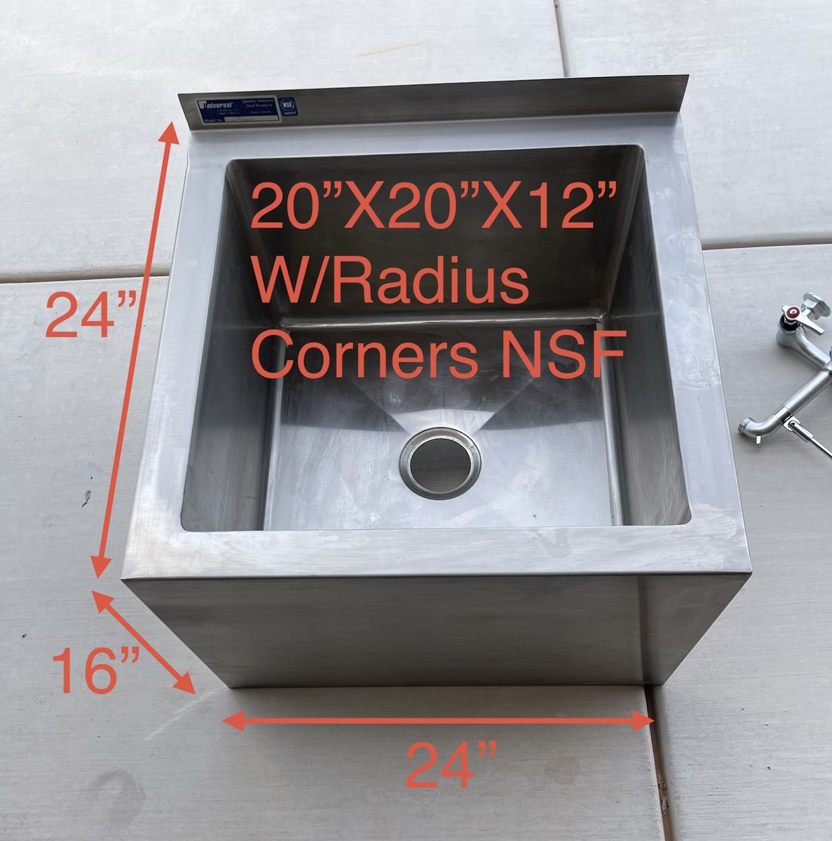 Stainless Steel Janitor Sink W/Faucet.