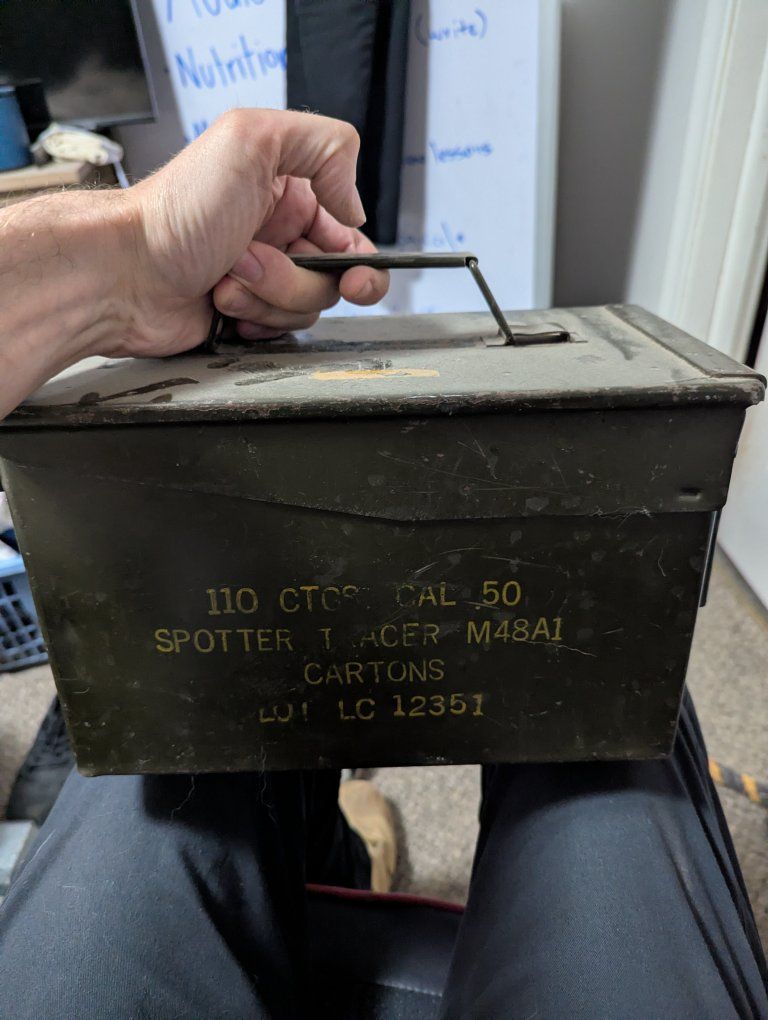 Military 50 Cal Ammunition Box full of military first aid