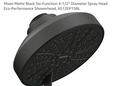 Moen Matte Black Six-Function 4-1/2" Diameter Eco-Performance Showerhead 1.75 gal per min 6512EP15BL