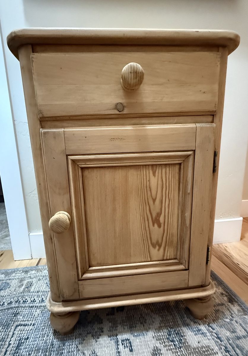 Vintage Raw Pine Nightstand/Cabinet
