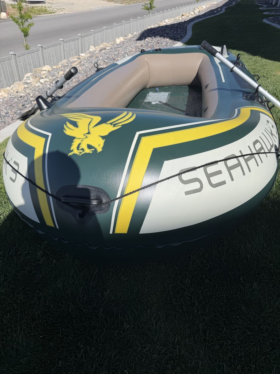 Intex Seahawk 3 Inflatable Boat Set with Oars and Pump - 3-Person Raft