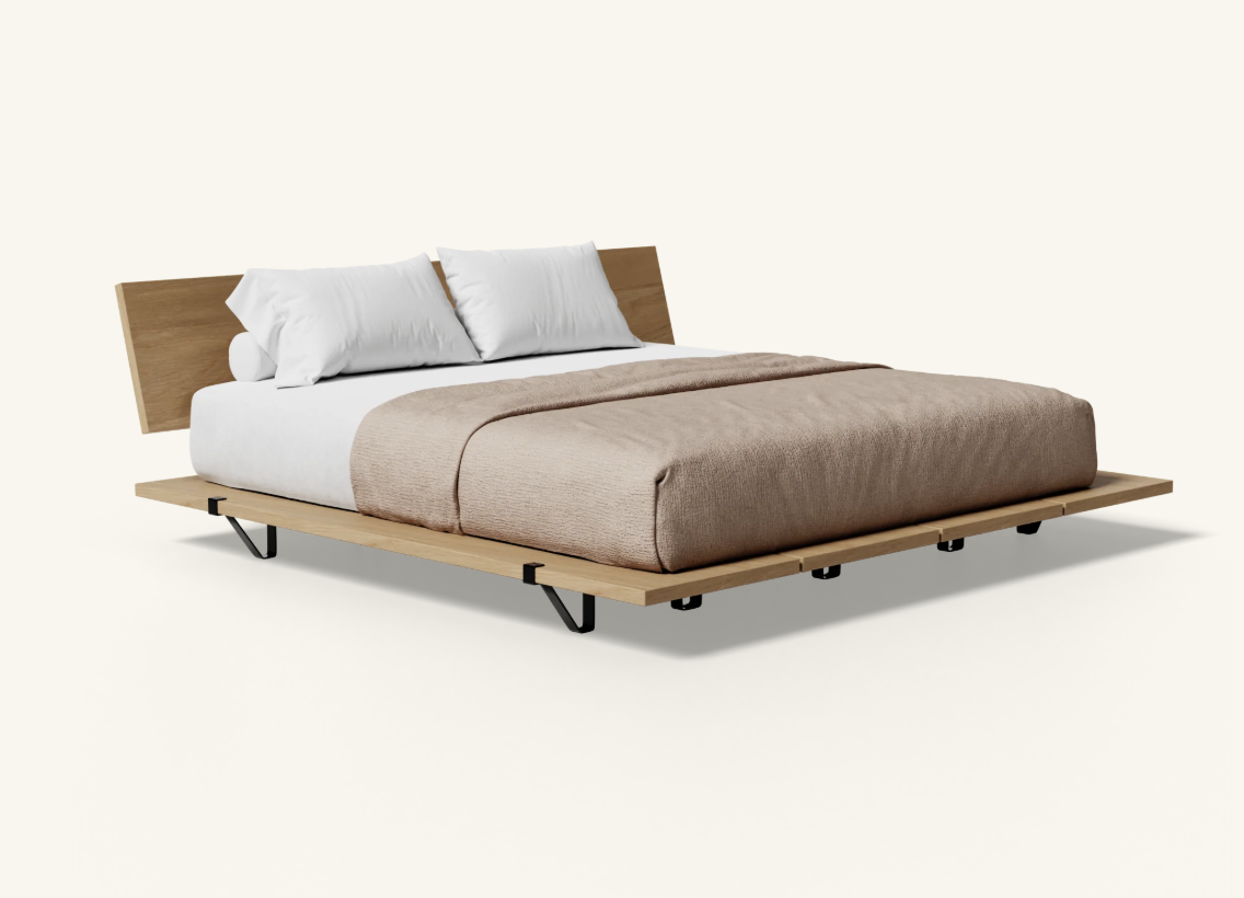 The Floyd Bed - Original King Platform Bed in American Oak with Headboard