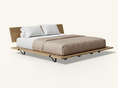 The Floyd Bed - Original King Platform Bed in American Oak with Headboard