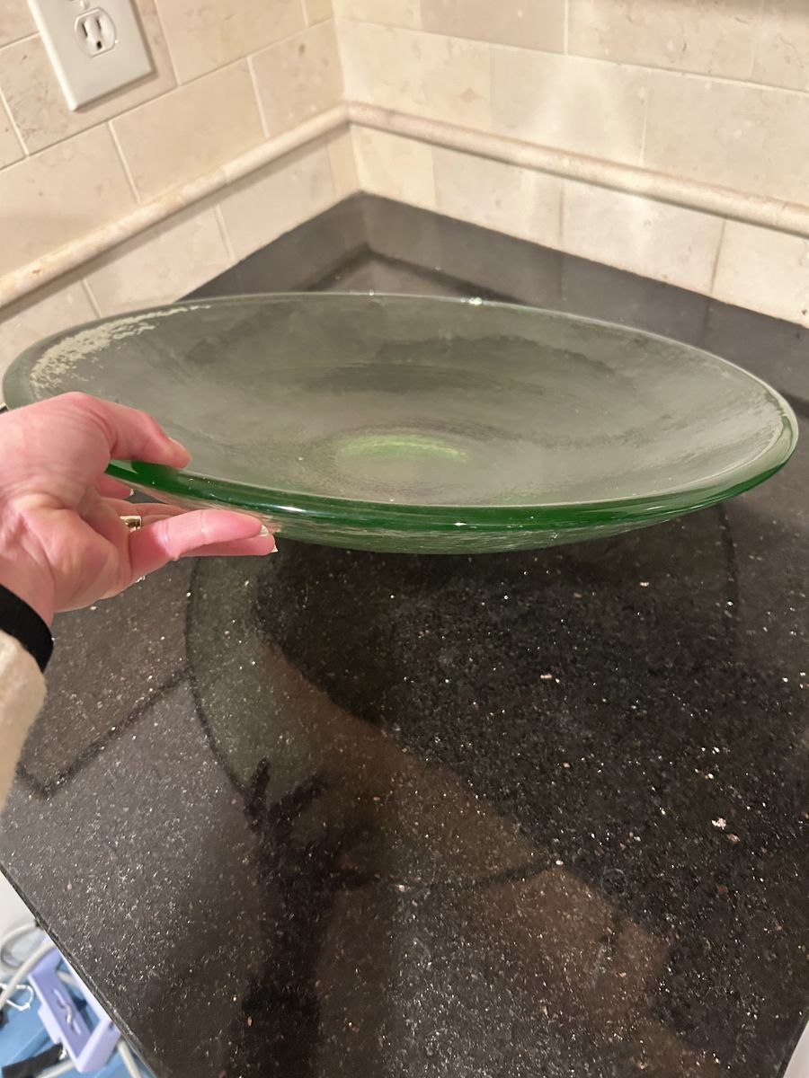 Green Glass Coffee Table Decor Bowl