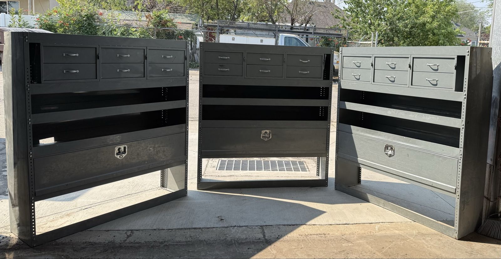 Heavy-Duty Metal Commercial Van Storage Shelving Units with Drawers & Lockers