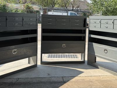 Heavy-Duty Metal Commercial Van Storage Shelving Units with Drawers & Lockers