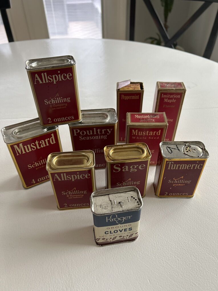 Vintage Schilling And Kroger Spice Tins