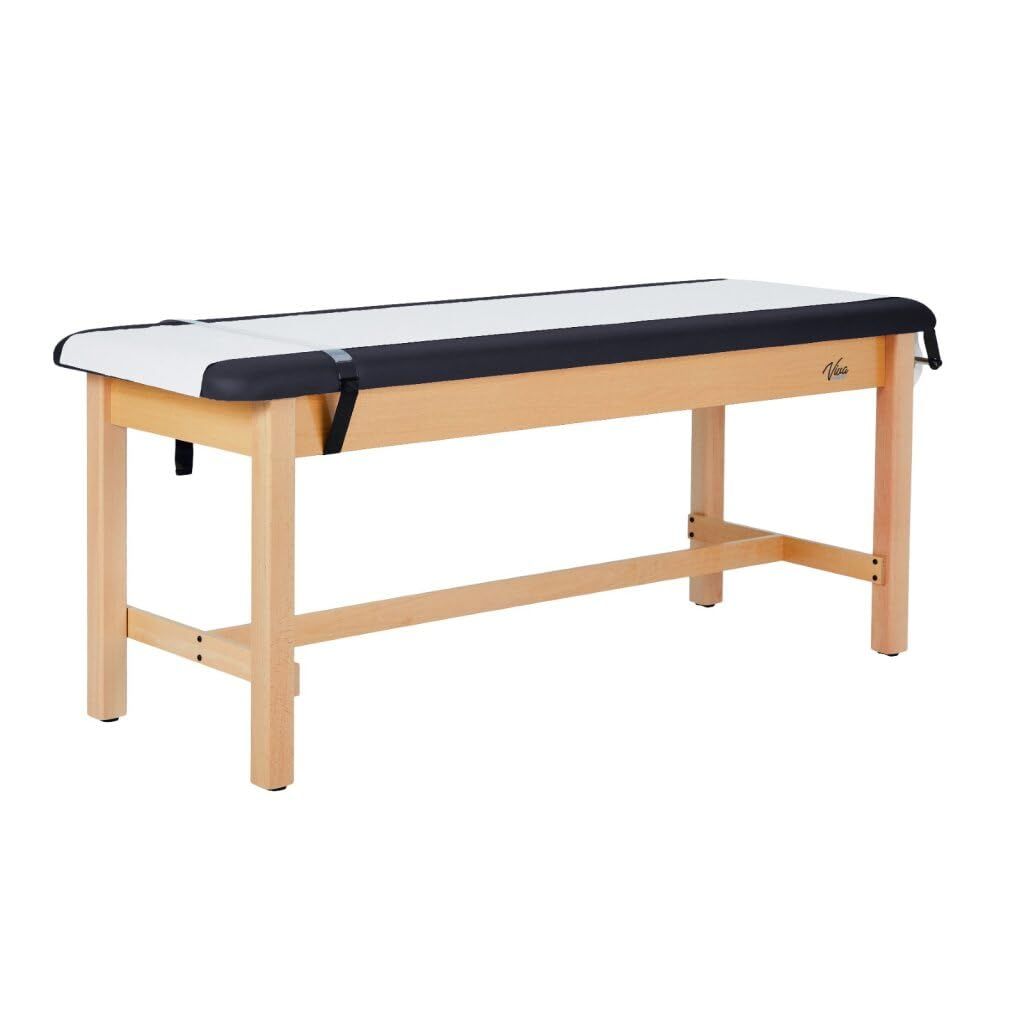 Vivacomfort Aristo H-Brace Flat European Beechwood Treatment Table, 500 lbs Weight Capacity, Black