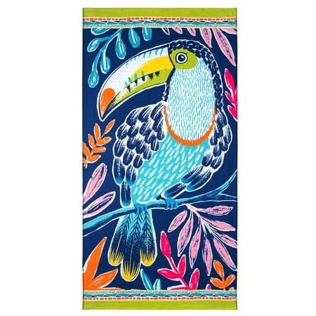 4-pack new Better Homes & Gardens Cotton Blend Blend Beach Towel 72 X 38 in Toucan Reverse Print