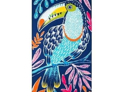 4-pack new Better Homes & Gardens Cotton Blend Blend Beach Towel 72 X 38 in Toucan Reverse Print
