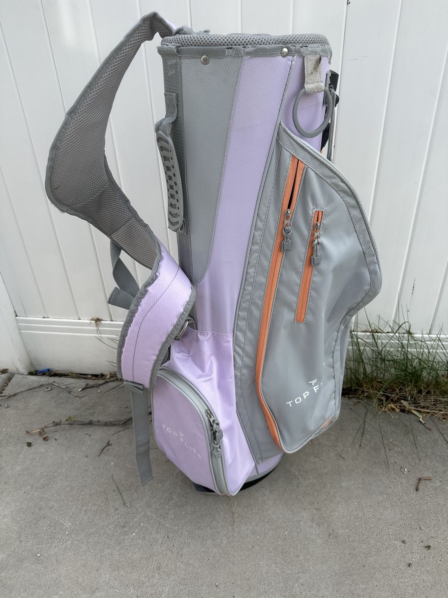 Brand New White & Purple Golf Bag – Needs Strap Repair