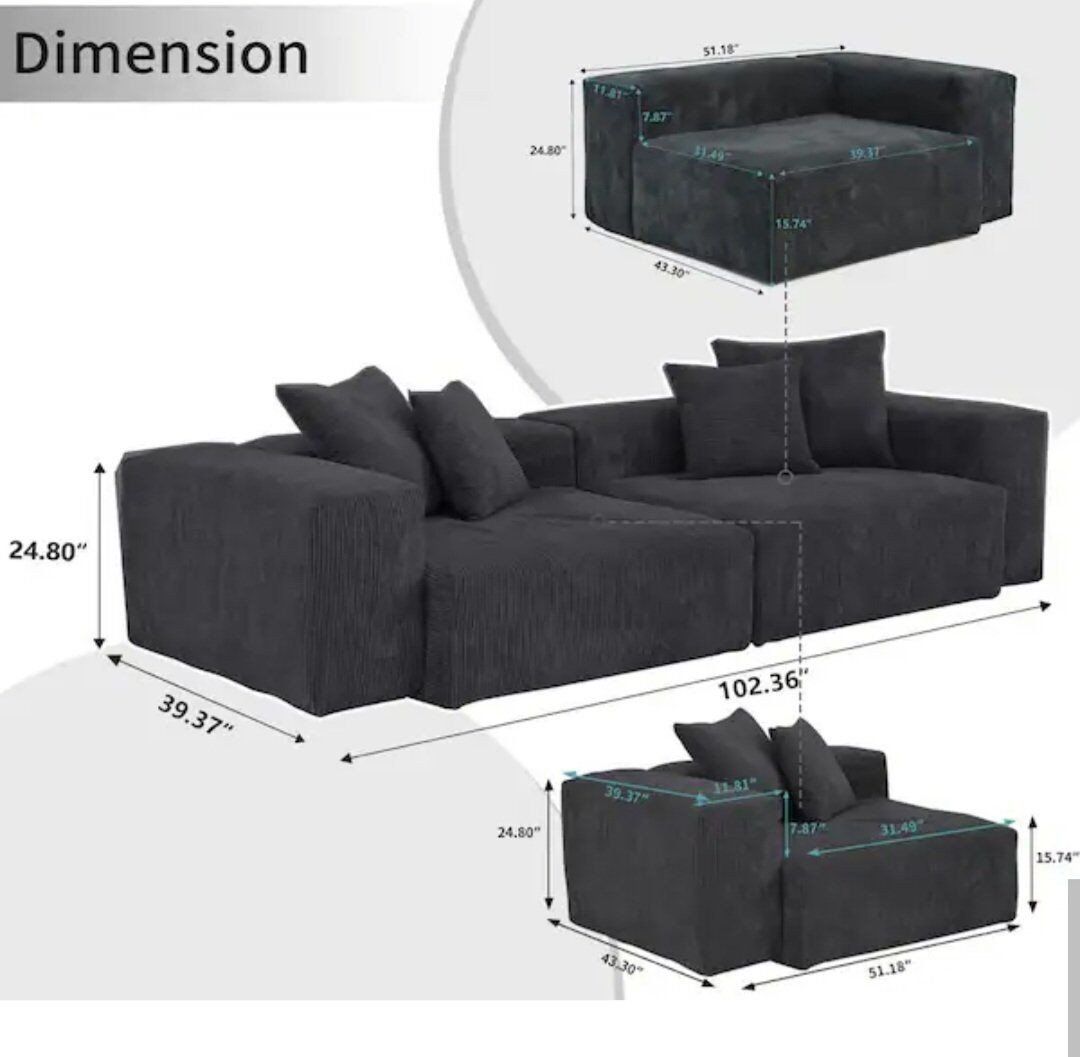 Oversized Deep Seat Sofa
Modern 102 in. Square Arm