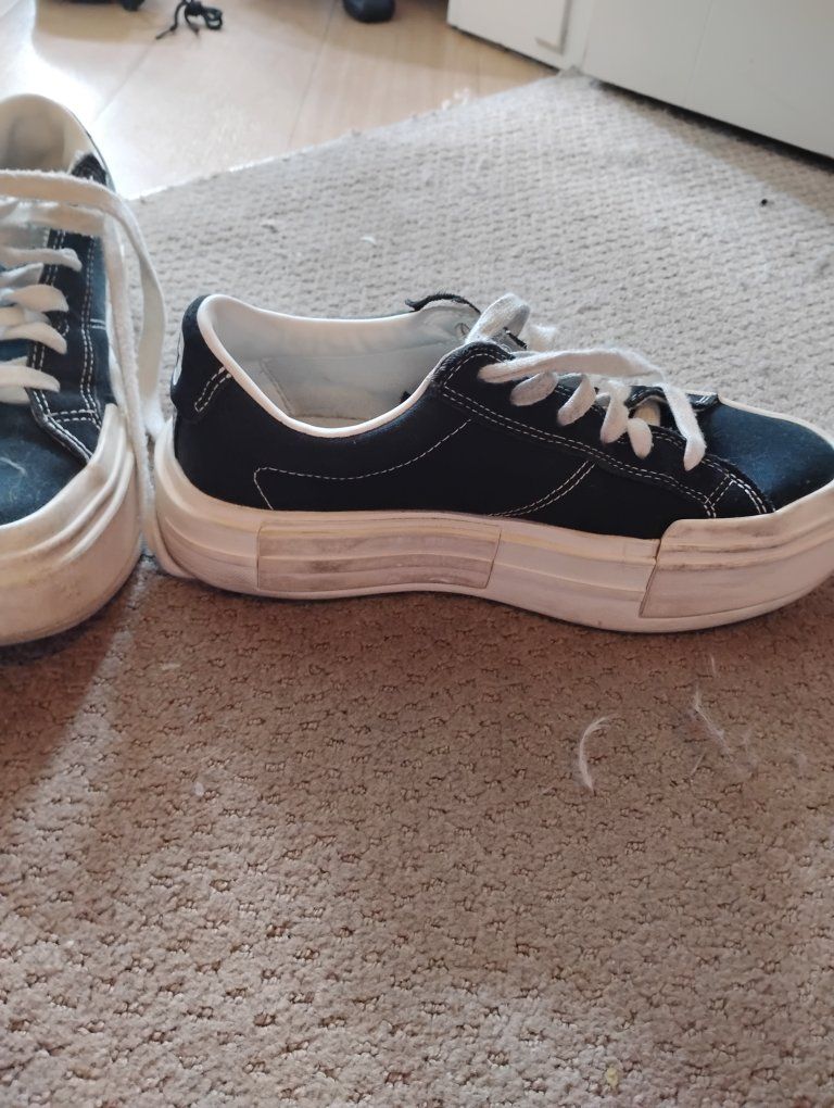 Converse One Star Platform Shoes Black Canvas Sneakers Women's US 11