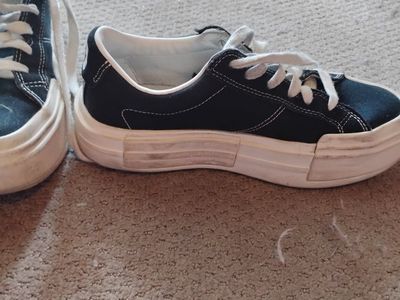 Converse One Star Platform Shoes Black Canvas Sneakers Women's US 11