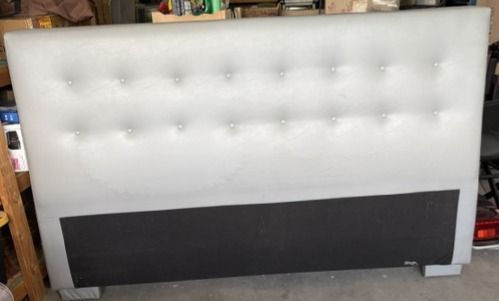 King Size Headboard, Grey, in Great shape, soft to lean on and easy to clean.