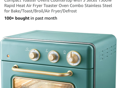 Neretva 21 QT 6-in-1 Toaster Oven & Air Fryer Combo, 1500W, Stainless Steel, Mint Green