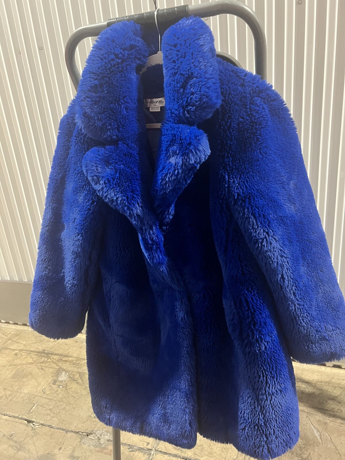 Super soft ink blue faux fur knee length coat