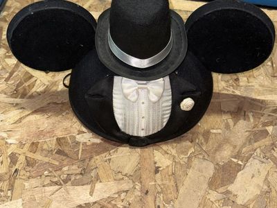 Disney Parks Mickey Mouse Groom Tuxedo Top Hat Ear Headband Adult Size