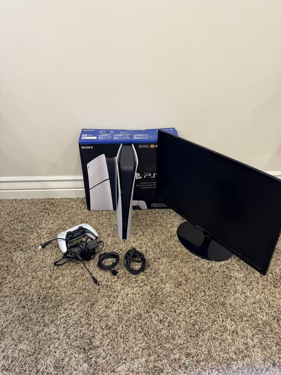 Sony PlayStation 5 PS5 Digital Edition Console Bundle with Samsung Monitor & Controller