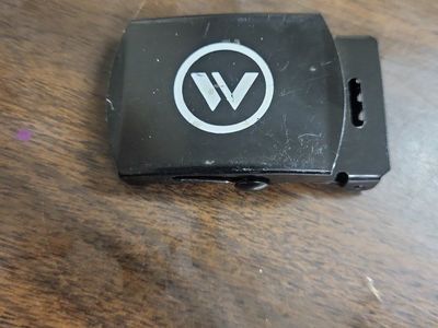Black Belt Buckle with White 'W' Logo - Slide Adjust, Durable Metal Construction