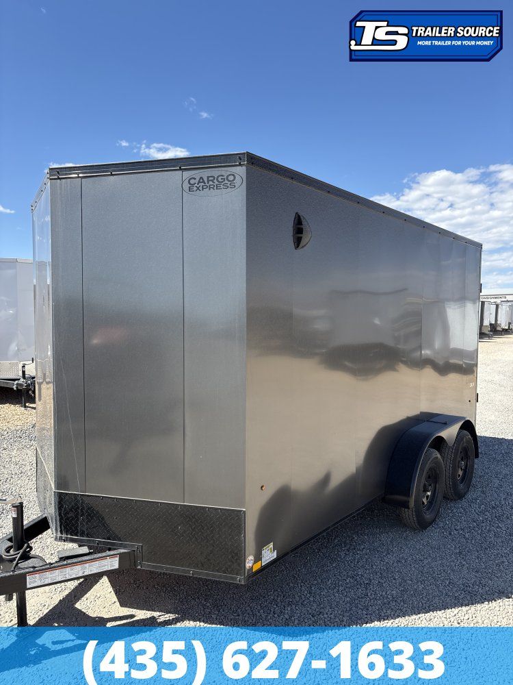 7x14 Cargo Express EX Series DLX Enclosed Cargo Trailer - 7'0" Interior - 7K GVWR 16" Cross Member Upgrade, Black Out Package,