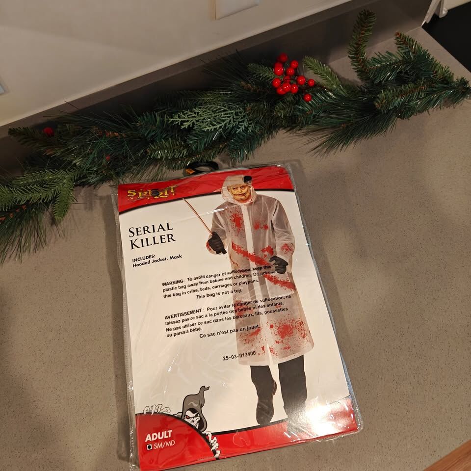 NEW Spirit Halloween Serial Killer Costume with Bloody Butcher Knife for Pranks or Cosplay