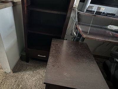 Wooden Bookshelf & Filing Cabinet