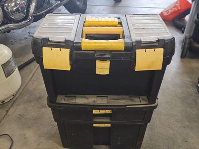 Stanley Rolling 3-in-1 Stackable Plastic Tool Box with Compartments; with Towable handle and wheels