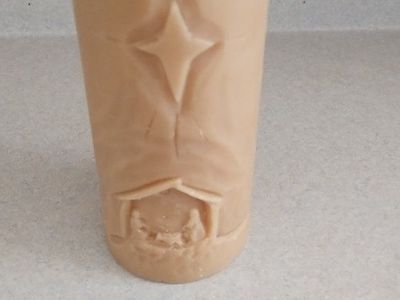 Nativity Scene Pillar Candle with Star Carving