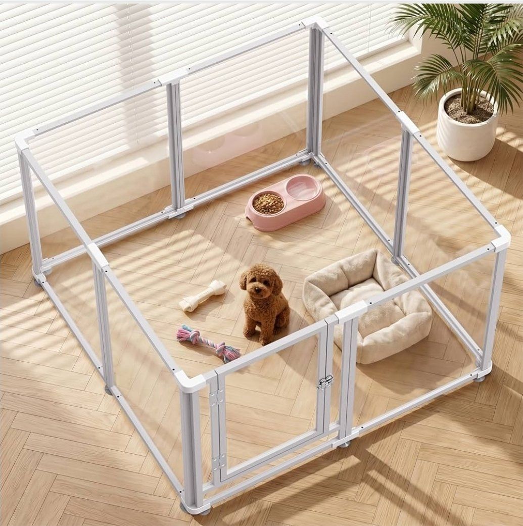 Clear Acrylic Dog Play Pen Indoor - 40 Inch 8-Panel