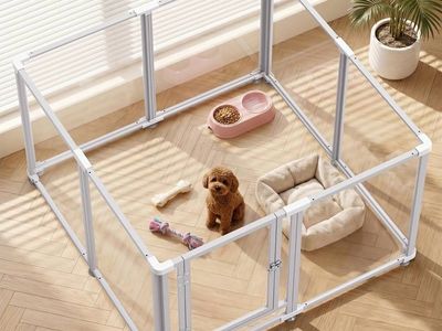 Clear Acrylic Dog Play Pen Indoor - 40 Inch 8-Panel