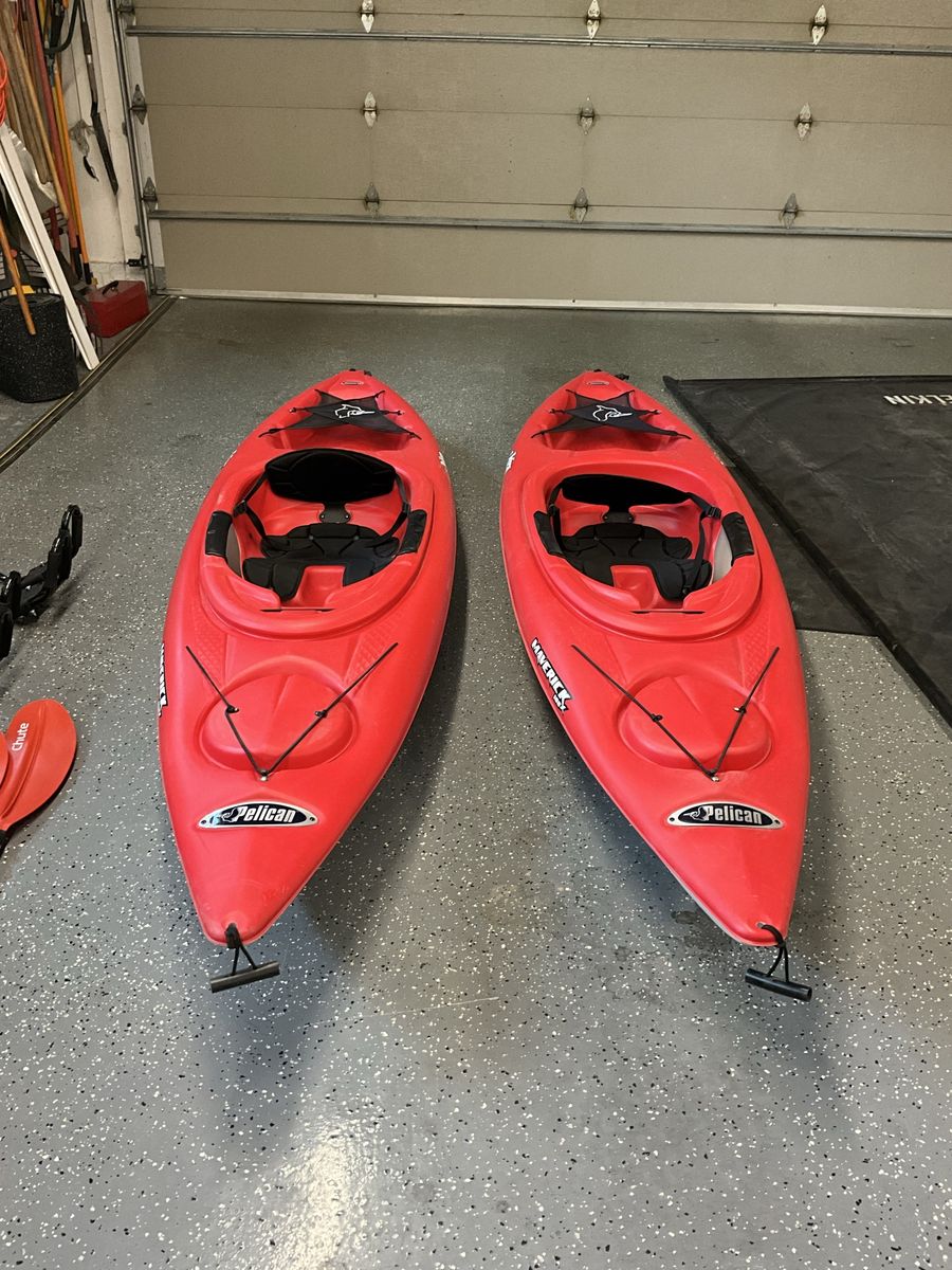 Pair of 10' Pelican Maverick 100X Kayaks with Paddles & Roof Mounts