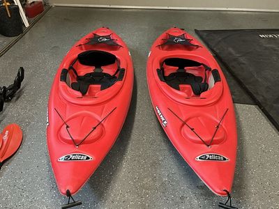 Pair of 10' Pelican Maverick 100X Kayaks with Paddles & Roof Mounts