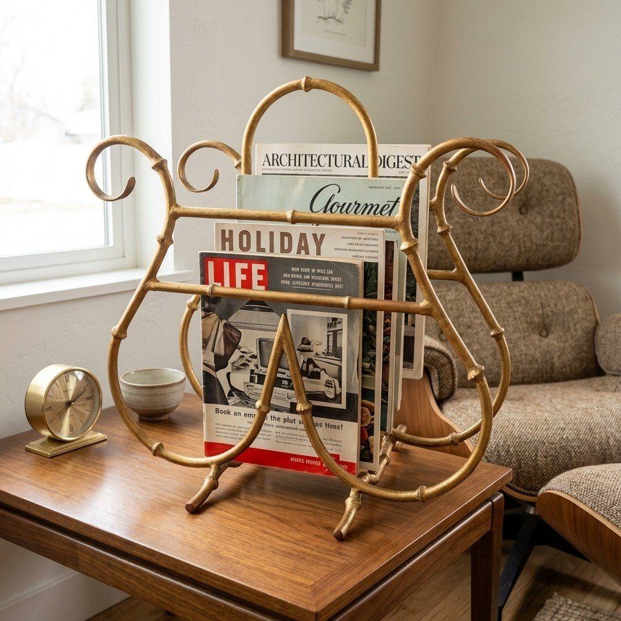 Vintage Hollywoood Regency Magazine Rack