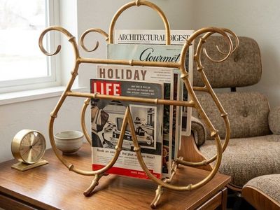 Vintage Hollywoood Regency Magazine Rack