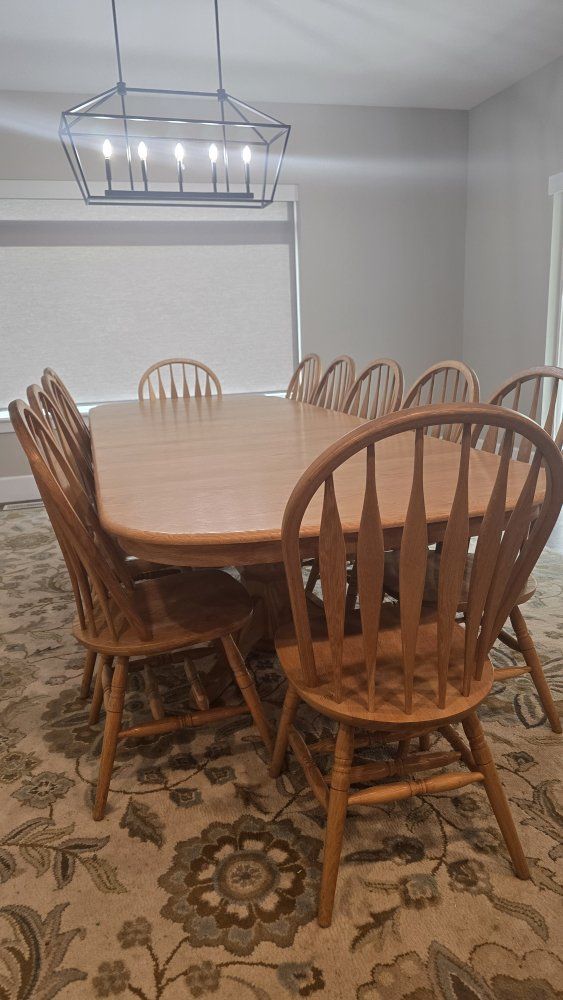 Solid Oak Dining Table - Seats 12