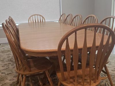 Solid Oak Dining Table - Seats 12