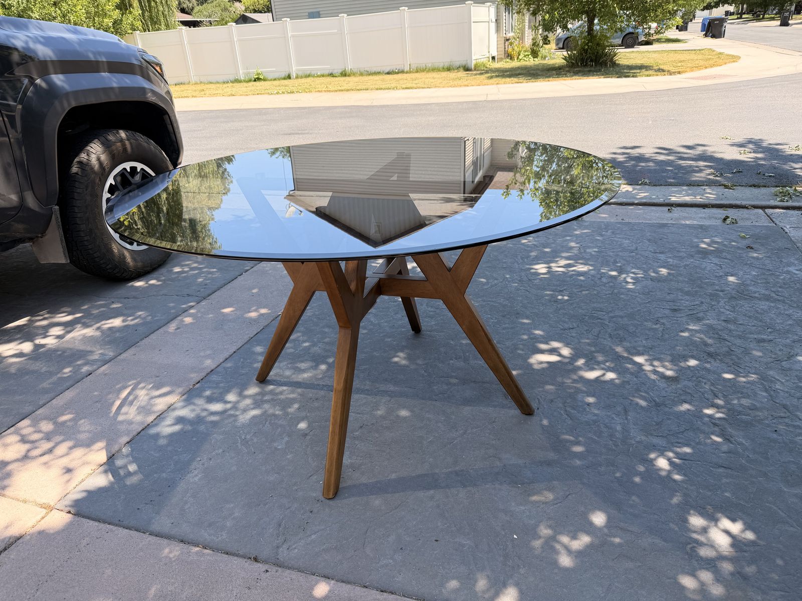 Smokey glass dining table