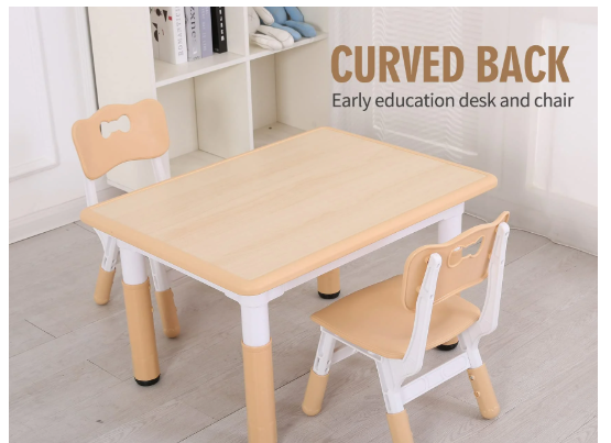 New in Box Kids Table and Chair Set, Adjustable Height Toddler Table with 2 Chairs, Rounded Edges