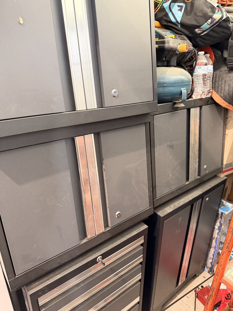 Heavy-Duty Gray Metal Garage Storage Cabinets with Lockable Doors