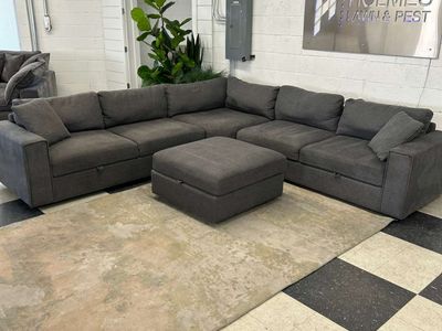 COSTCO BRYDEN FABRIC SECTIONAL W/ OTTOMAN!!